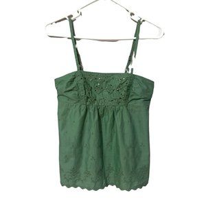 American Eagle Outfitters Green Sequined Embroidered Tank Top - Size 0